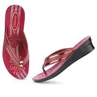 Elegant Red PU Printed Slippers For Women-thumb2