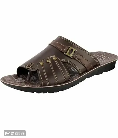 RAYS Men's PVC Sole Synthetic Leather Outdoor Floaters/Sandal (Brown, Size: 6 Uk)