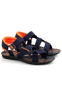 RAYS Men's PVC Sole Synthetic Leather Outdoor Sandals/Floaters (Orange, Size : 6 UK)-thumb3