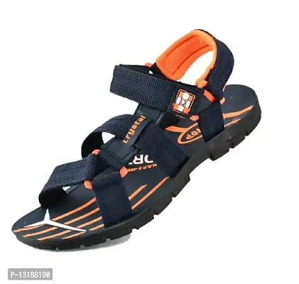 RAYS Men's PVC Sole Synthetic Leather Outdoor Sandals/Floaters (Orange, Size : 6 UK)