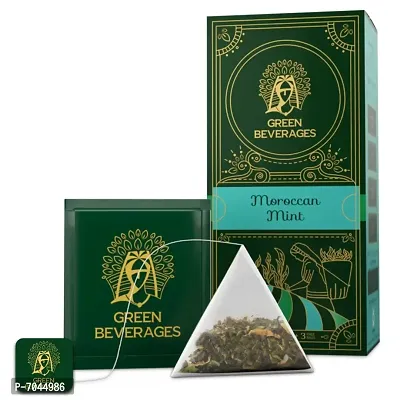 Green Beverages Moroccan Mint Green Tea - 27 Pyramid Tea Bags | Natural Fresh  Pure | Helps In Stress Relief, Boosts Immunity, Weight Loss-thumb0