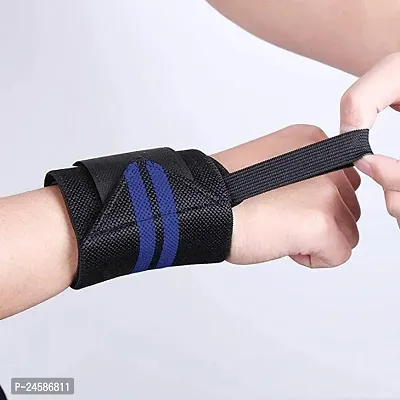 Wrist Band for Men  Women, Wrist Supporter for Gym. Wrist Wrap/Straps Gym Accessories for Men for Hand Grip  Wrist Support (Black)-thumb4