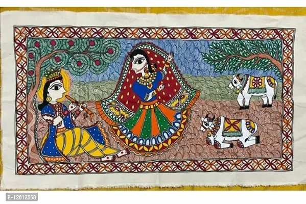 Beautiful Cotton Cloth Hand Painted Madhubani Wall Hangings-thumb0