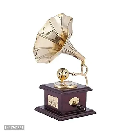 Beautiful Vintage Gramophone Brown Brass Music Decorative Canon Showpiece