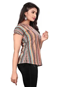 Milatra Fashion Women's Polyester Stripped Notch Neck Half Sleeve Top-thumb5