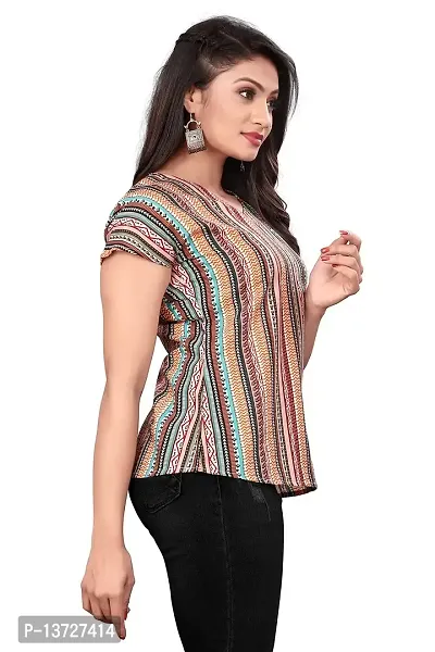 Milatra Fashion Women's Polyester Stripped Notch Neck Half Sleeve Top-thumb6