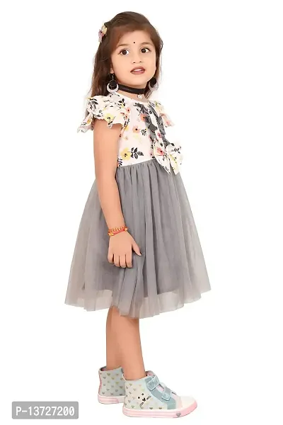 Milatra Fashion Girls Cotton Toddler Floral Print Butterfly Sleeve Combo Dress | Multicolor | Milatra Fashion-1058-thumb4