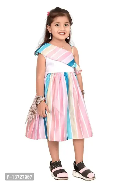 Milatra Fashion Girls Cotton Toddler Floral Print Ruffle Trim Belted Dress | Multicolor | Milatra Fashion-1066-thumb2