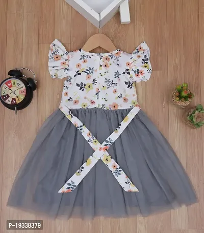 grey  white color cotton   net fabric best for baby girls-thumb3