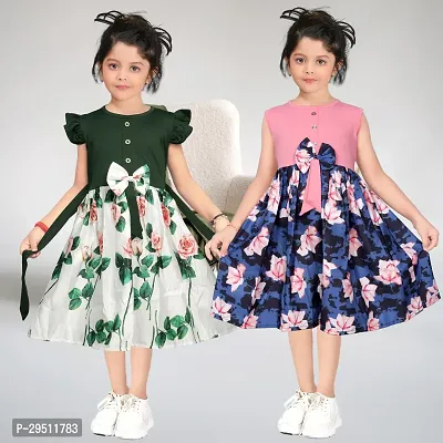 Stylish Cotton Blend Frocks For Kids Pack Of 2-thumb0