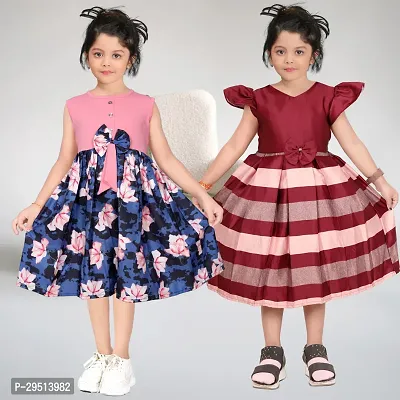 Stylish Cotton Blend Frocks For Kids Pack Of 2-thumb0