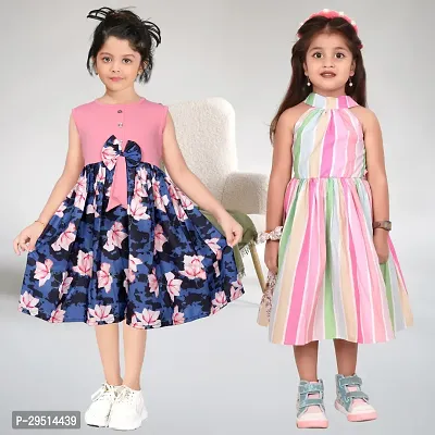 Stylish Cotton Blend Frocks For Kids Pack Of 2-thumb0