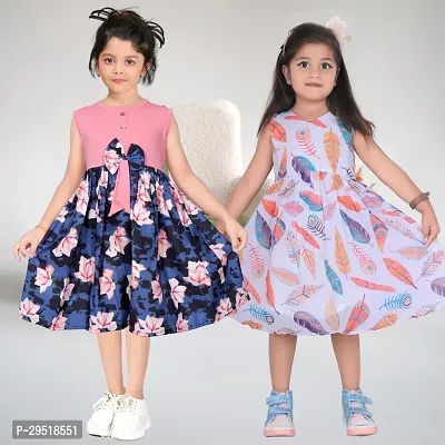 Stylish Cotton Blend Frocks For Kids Pack Of 2-thumb0