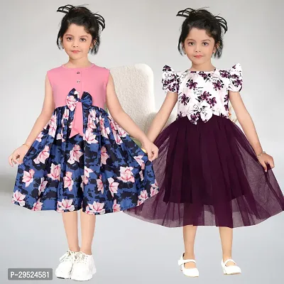 Stylish Cotton Blend Frocks For Kids Pack Of 2-thumb0