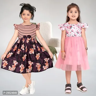 Stylish Cotton Blend Frocks For Kids Pack Of 2