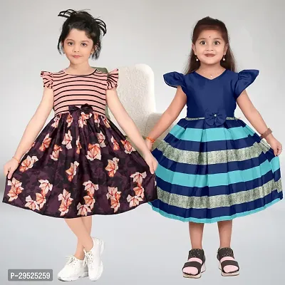 Stylish Cotton Blend Frocks For Kids Pack Of 2