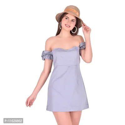 Women Stylish Cotton Solid Fit And Flare Dress