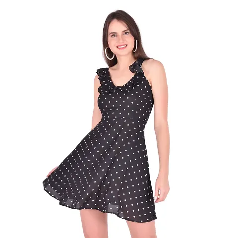 Women Stylish Blend Polka Dot Print Fit And Flare Dress