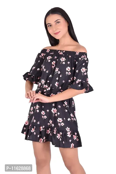 Women Stylish Polyester Blend Printed Fit And Flare Dress-thumb0