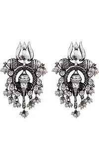 German Oxidised Silver Ganesh Ganpati Ethnic Earrings for Women  Girls-thumb1