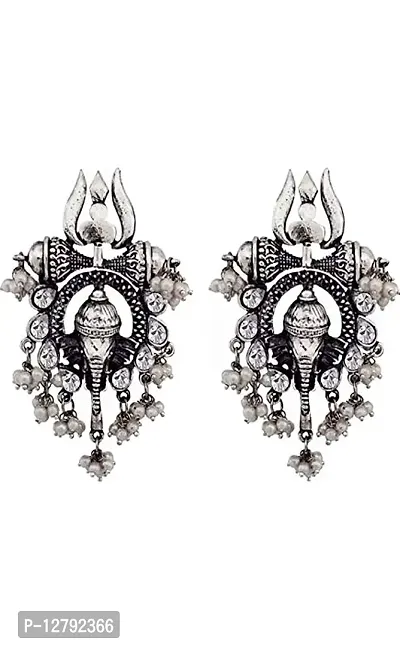 German Oxidised Silver Ganesh Ganpati Ethnic Earrings for Women  Girls-thumb2