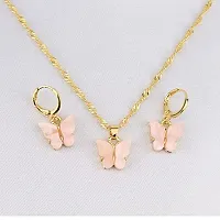 SJ Sukai Jewel Butterfly Charm Pendant Chain with Huggie Earring Set For Women And Girls-thumb1