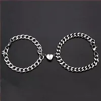 DABKIYA JEWELLERY Heart Magnetic Couple Stainless Steel Bracelets Chain for Men Women Valentine's Day couple gifts for lovers | Gifts for couples, friendship bracelet, best friend gift-thumb2