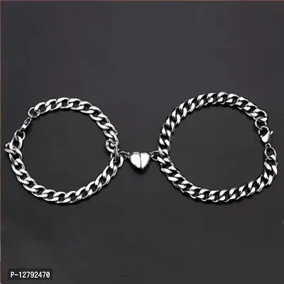 DABKIYA JEWELLERY Heart Magnetic Couple Stainless Steel Bracelets Chain for Men Women Valentine's Day couple gifts for lovers | Gifts for couples, friendship bracelet, best friend gift-thumb3