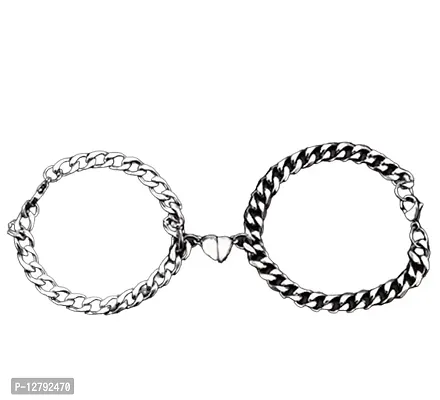 DABKIYA JEWELLERY Heart Magnetic Couple Stainless Steel Bracelets Chain for Men Women Valentine's Day couple gifts for lovers | Gifts for couples, friendship bracelet, best friend gift-thumb0
