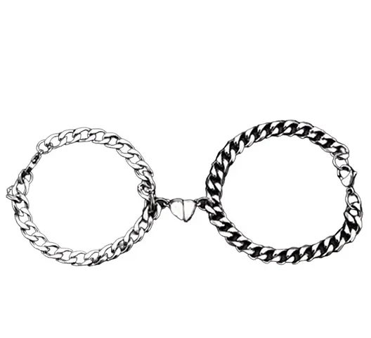 DABKIYA JEWELLERY Heart Magnetic Couple Stainless Steel Bracelets Chain for Men Women Valentine's Day couple gifts for lovers | Gifts for couples, friendship bracelet, best friend gift