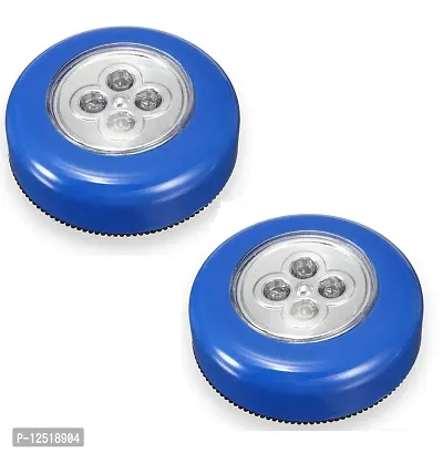 Three Secondz Combo Pack 4LED Touch Self Stick and Click Lights Push On/Off Light Battery Operated - Pack of 2 (Blue)