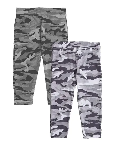 Bluebuck? Girls Regular Fit 3/4th Capri - Pack of 2 Blue-Grey