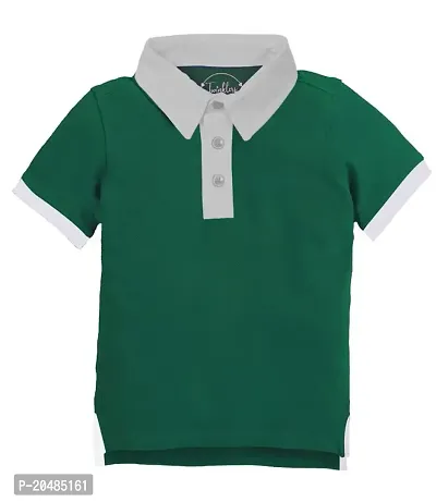 Boys 100% Cotton Trendy Collar Tshirt | New Trending Fashion. Dark Green-thumb0