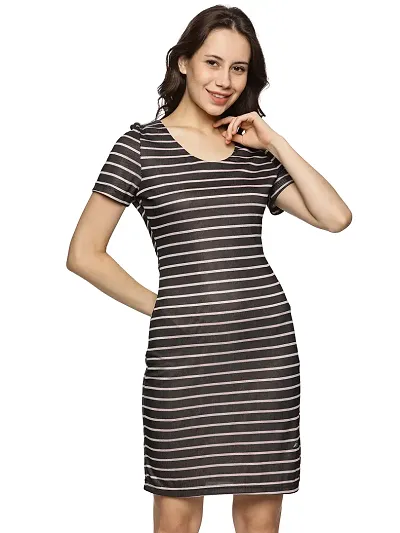 Trendy Spandex Striped Bodycon Dress For Women