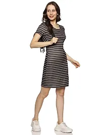 Trendy Black Polyester Spandex Striped Bodycon Dress For Women-thumb3