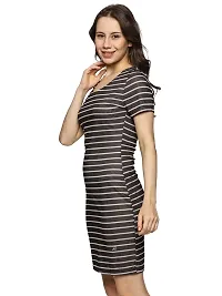 Trendy Black Polyester Spandex Striped Bodycon Dress For Women-thumb4