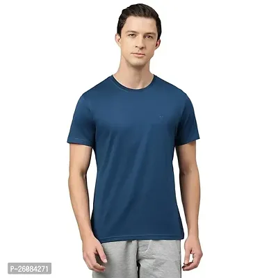 Reliable Blue Polyester Round Neck Tees For Men-thumb0