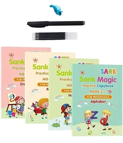 New Sank Magic Practice Copybook (4 Book+1 Pen+10 Refill) Reusable Books