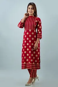 Mayero Womens Gold Printed Kurta With Pant-thumb3