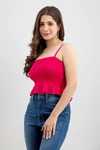 Mayero Woman Sleeveless Solid Crop Tops-thumb3