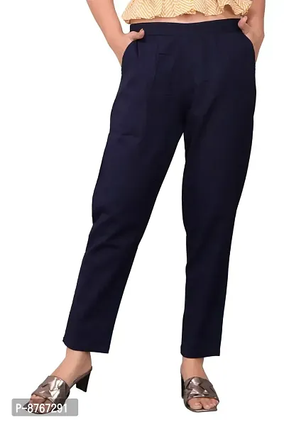 Mayero Womens Solid Cotton Flex Trouser