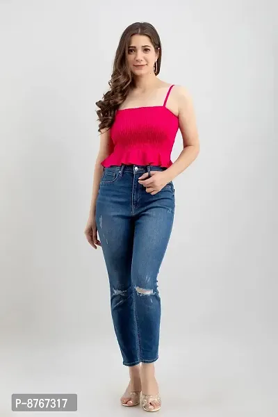 Mayero Woman Sleeveless Solid Crop Tops-thumb3