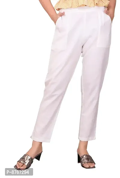 Mayero Womens Solid Cotton Flex Trouser-thumb0