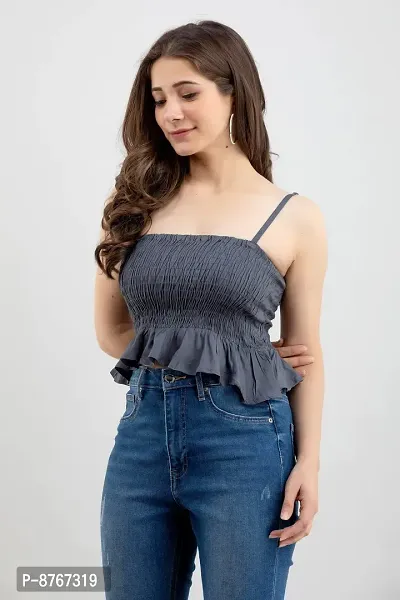 Mayero Woman Sleeveless Solid Crop Tops-thumb5