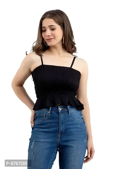 Mayero Woman Sleeveless Solid Crop Tops-thumb0