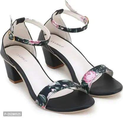 Stylish Black TPR Printed Heels For Women-thumb0