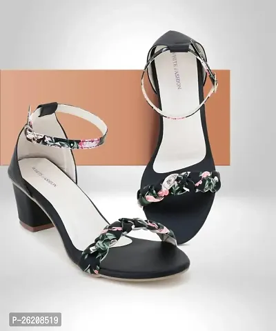 Stylish Black TPR Printed Heels For Women-thumb0