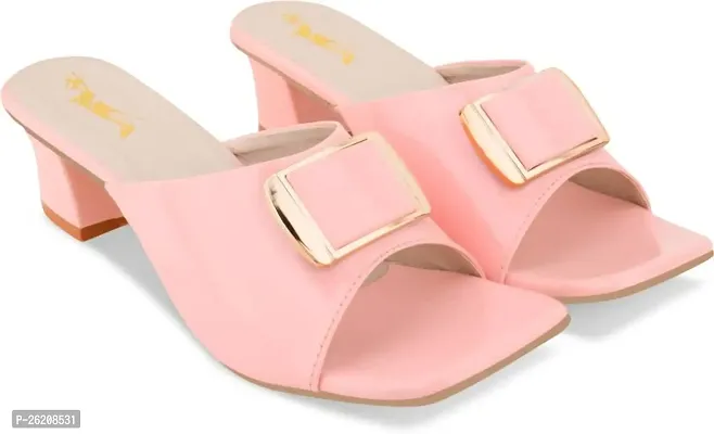 Stylish Pink Synthetic Solid Heels For Women