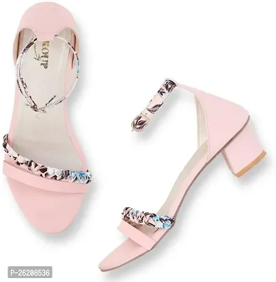 Stylish Pink Synthetic Printed Heels For Women-thumb0