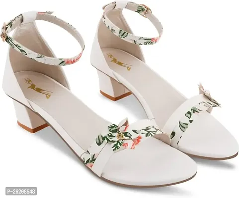 Stylish White Synthetic Self Design Heels For Women